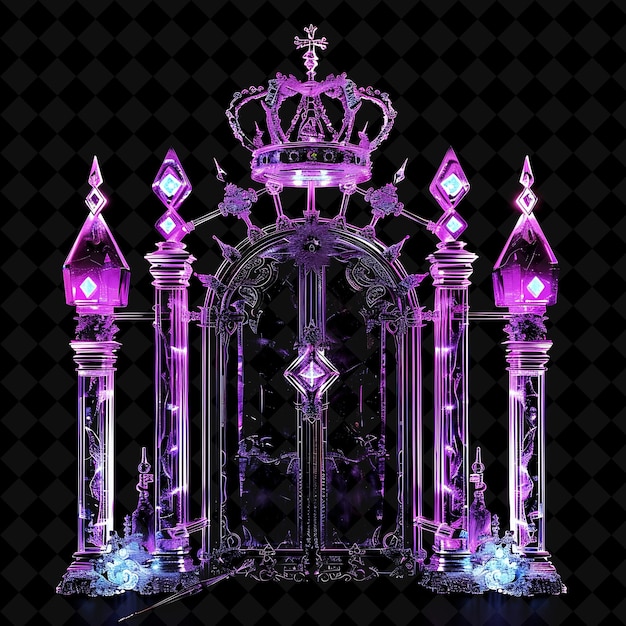 Majestic Royal Palace Gate With Intricate Crown and Scepter PNG Y2K Shape Neon Color Collection