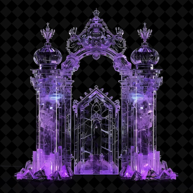 Majestic Royal Palace Gate With Intricate Crown and Scepter PNG Y2K Shape Neon Color Collection