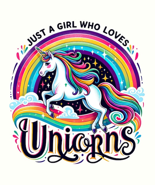 Majestic Unicorn Over Rainbow Girls Love just a girl who loves