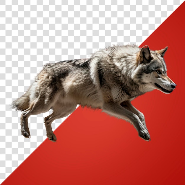 Majestic wolf in midair