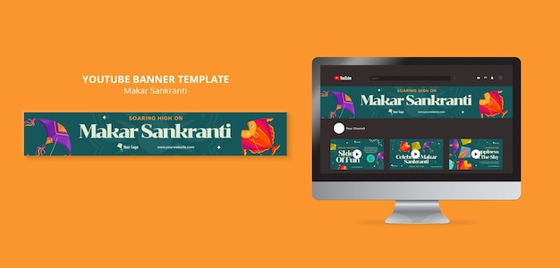 PSD makar sankranti celebration youtube banner template