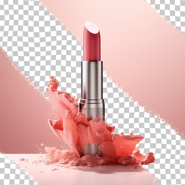 Makeup art on a transparent background lipstick smudge texture