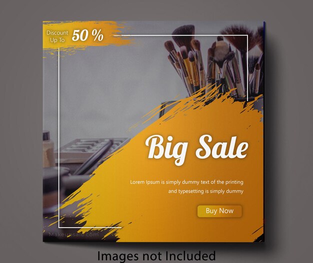 PSD makeup big sale social media post template and banner