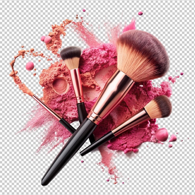 Makeup brush blush pink splash isolated on transparent background