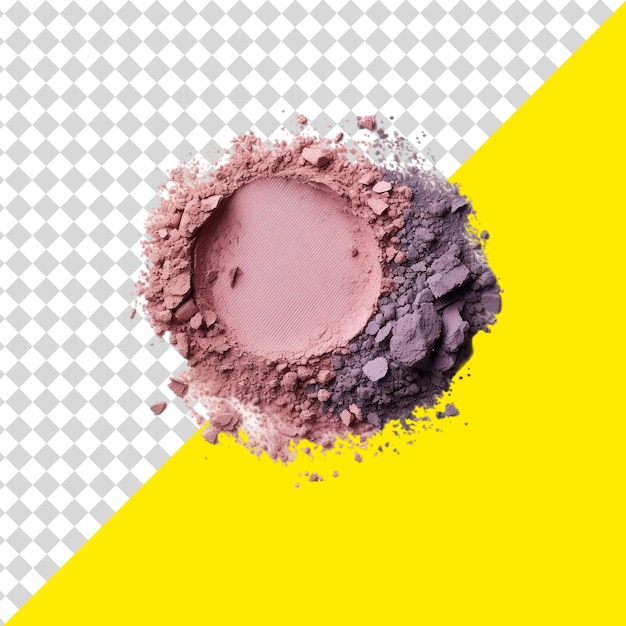 PSD a makeup mirror with pink powder and a yellow background