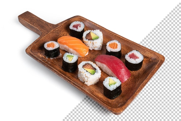 Maki sushi platter mockupsushi maki wooden board mockup