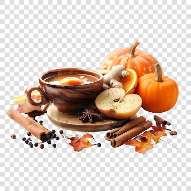 PSD making soup fall autumn illustrationon transparent background