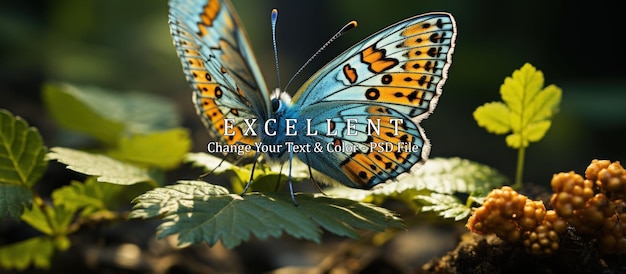 PSD a malachite butterfly rests on a leaf