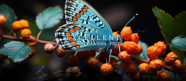 PSD a malachite butterfly rests on a leaf