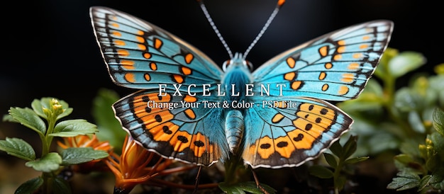 PSD a malachite butterfly rests on a leaf