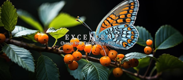 PSD a malachite butterfly rests on a leaf