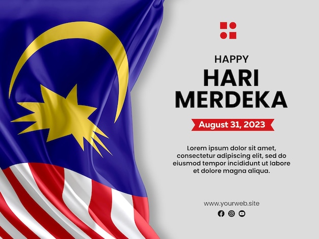 Malaysia independence day celebration with flag background