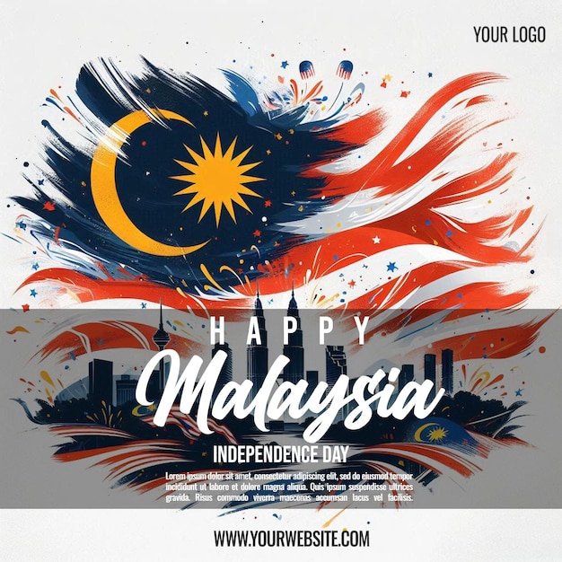 Malaysia Independence Day social media post or poster design for advertisement of Malaysia