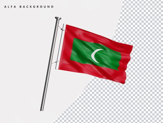 Maldives high quality flag in realistic 3d render