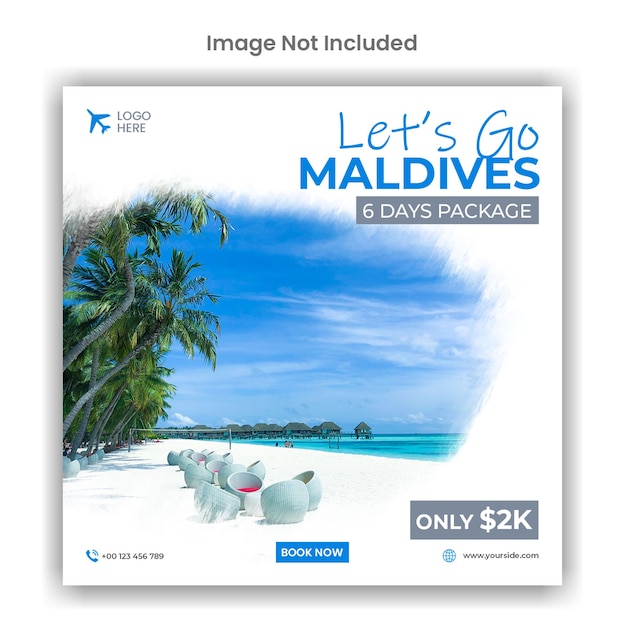 Maldives travel agency social media or instagram post template design