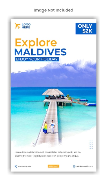 Maldives travel social media instagram story template design