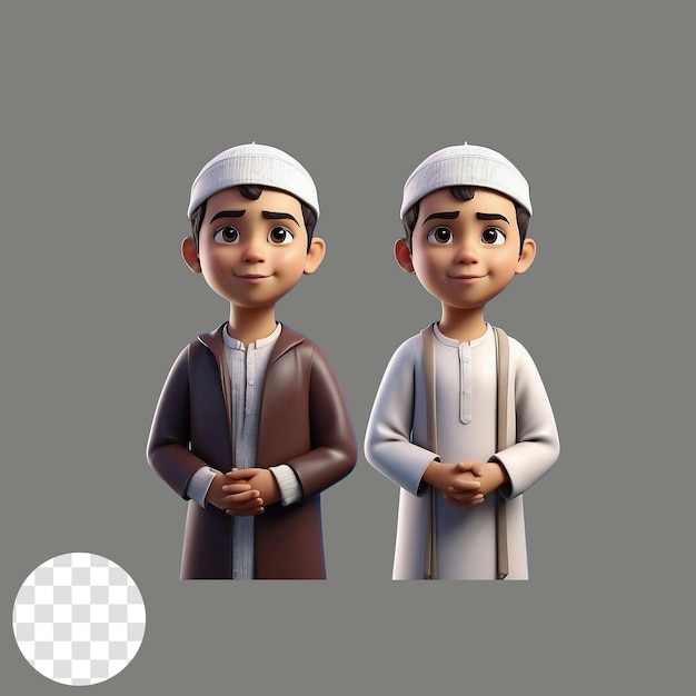 male 3d character muslim cartoon style