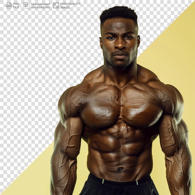 Male athlete flexing muscle isolated on transparent background