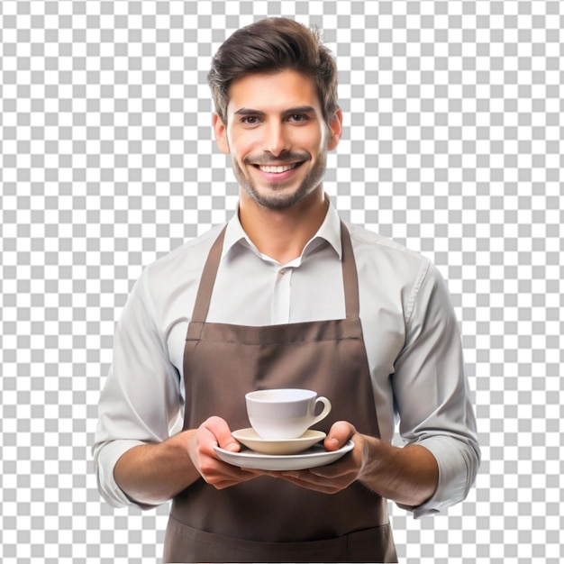 Male Barista Alone on transparent Background