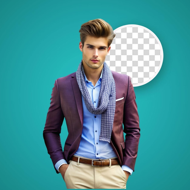 PSD male beauty concept portrait of a fashionable young man with stylish haircut wearing trendy suit