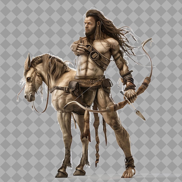 PSD male centaur greek mythology style creature with half human isolated high quality character render