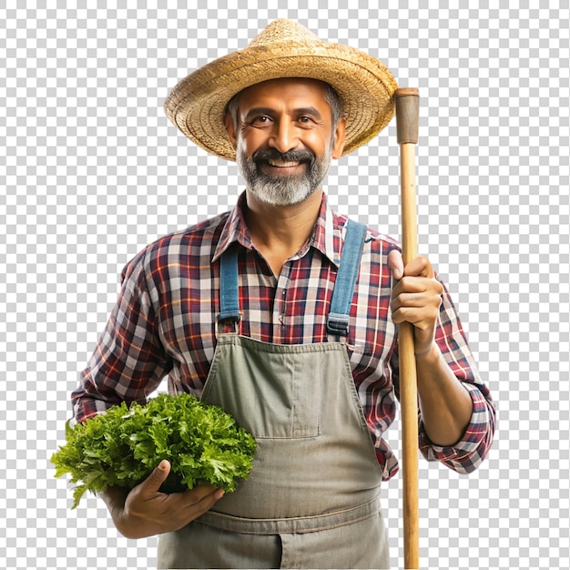 PSD male farmer standing portrait isolated on transparent background