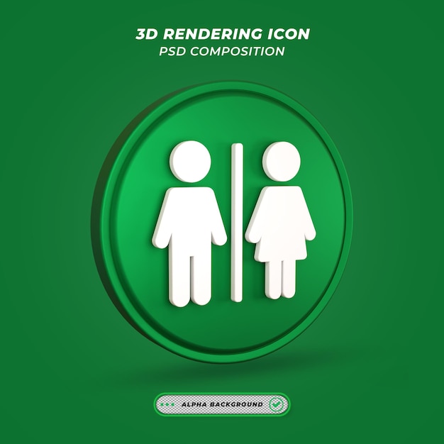 Male Female Sign Icon in 3D Rendering