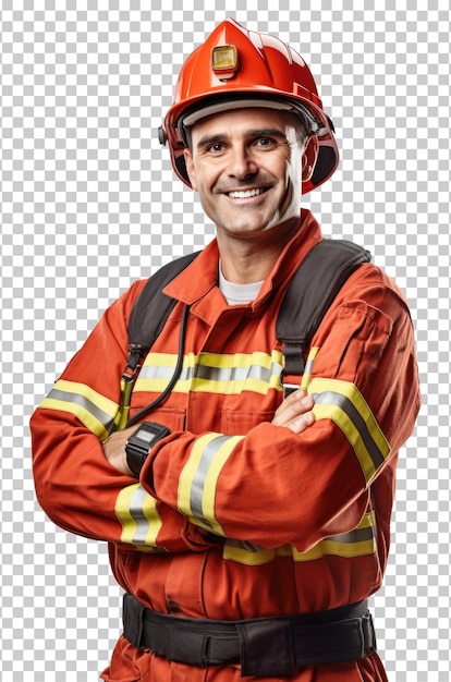 Male Firefighter Isolated on Transparent Background