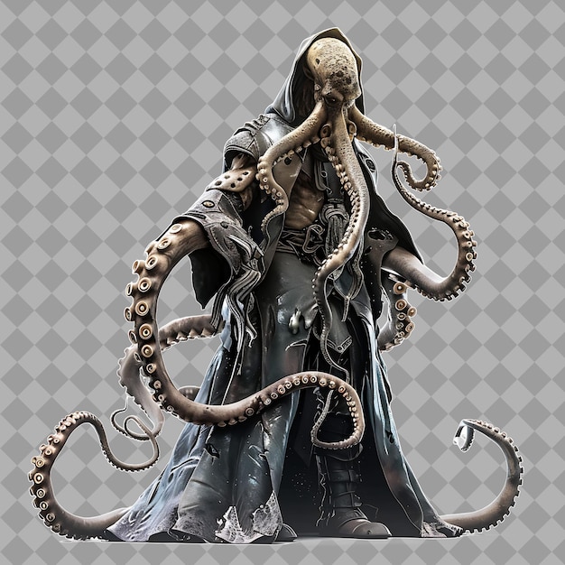 Male Kraken Norse Mythology Style Creature With Giant Squid Isolated High Quality Character Render