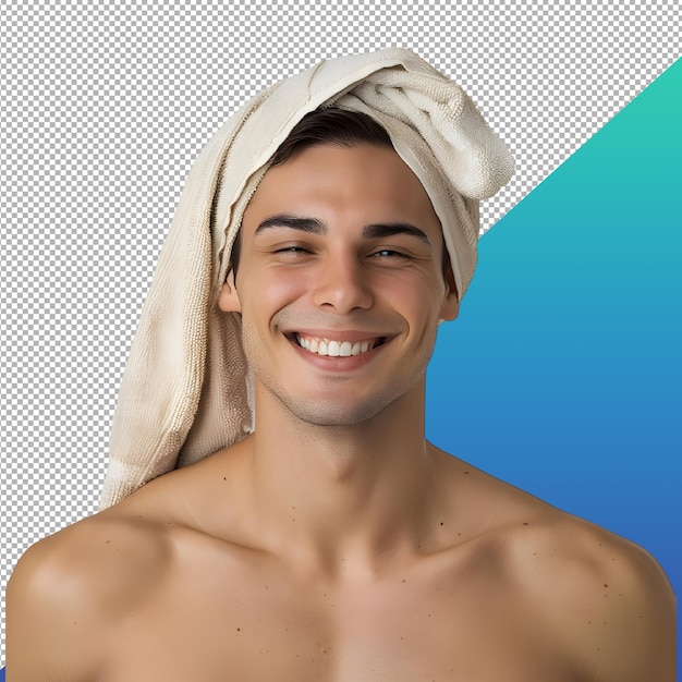 Male model with head towel