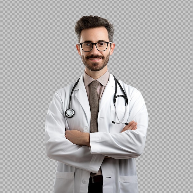 Male nurse crossed arms isolated on transparent background