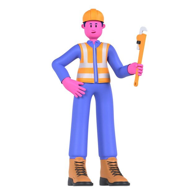 PSD male pipe wrench worker construction industry