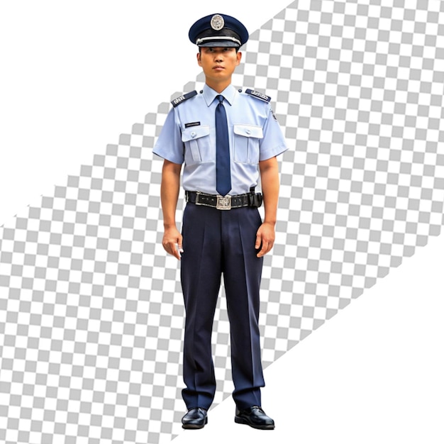 PSD male police officer in uniform standing confidently with arms crossed