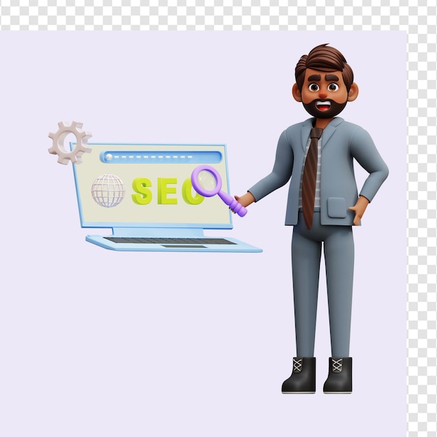 PSD male seo developer 3d illustration