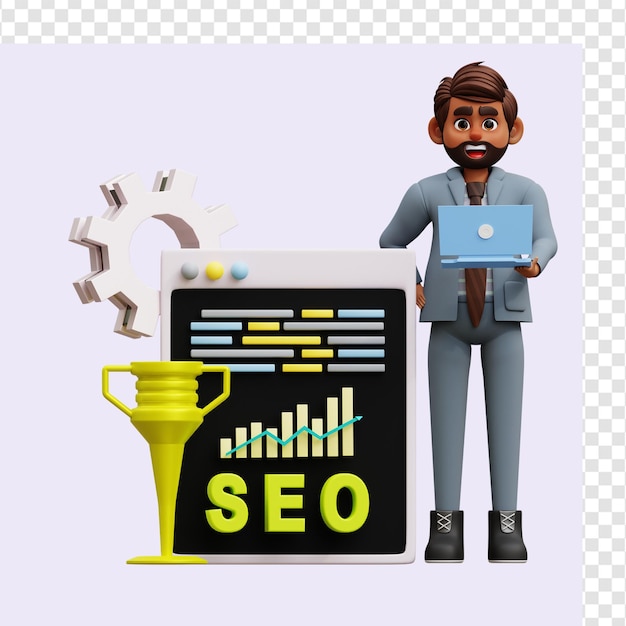 PSD male seo ranking 3d illustration