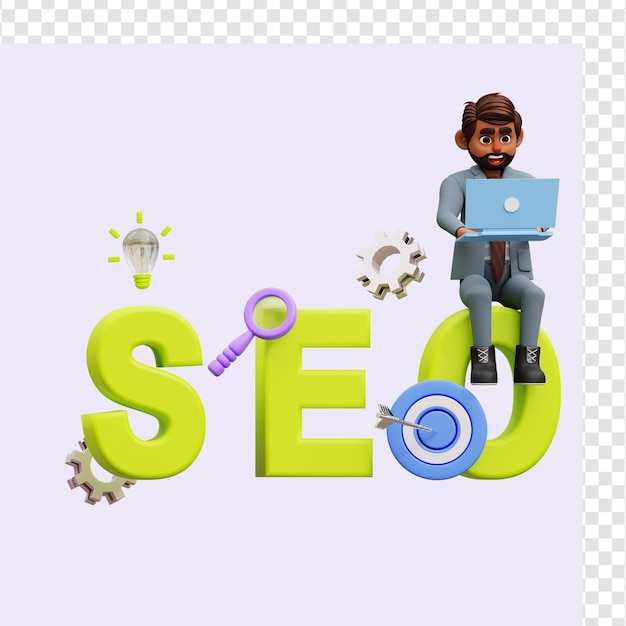 PSD male seo target 3d illustration