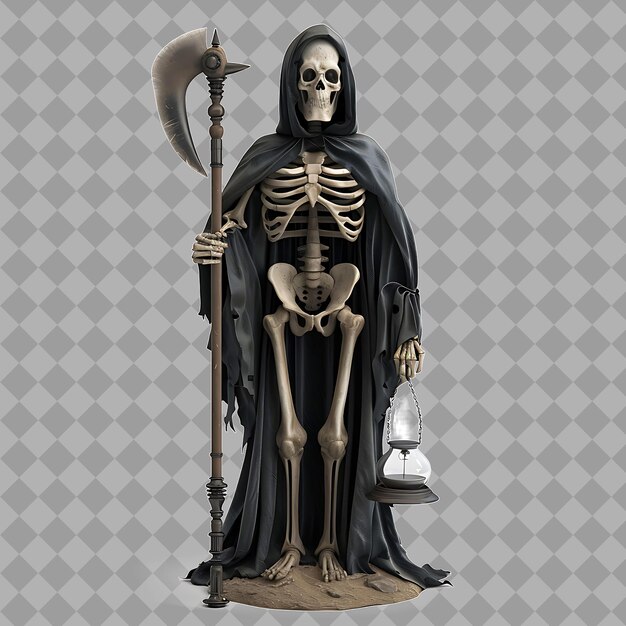 Male Skeleton Grim Reaper Style Creature With Bony Form Blac Isolated High Quality Character Render