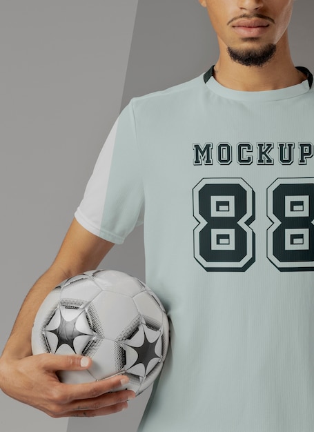 Male soccer player apparel mock-up