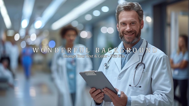 Male urologist with clipboard