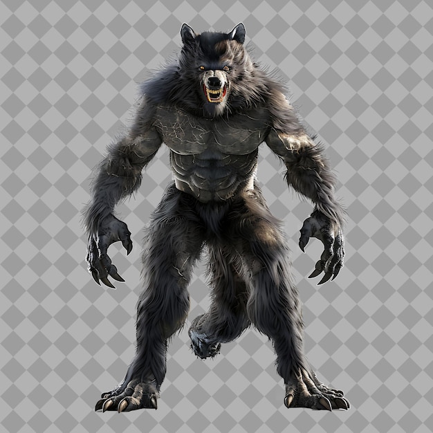 Male Werewolf Full Moon Style Creature With Half Human Half Isolated 3D Character Illustration