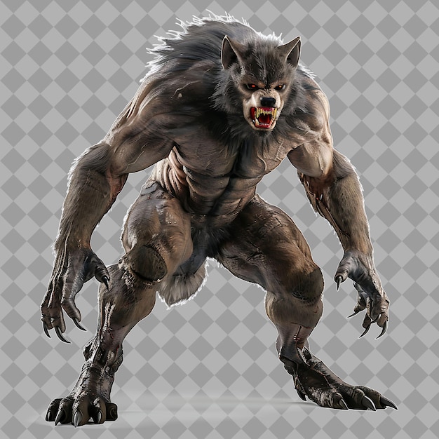 Male Werewolf the Howling Style Creature With Half Human Hal Isolated 3D Character Illustration