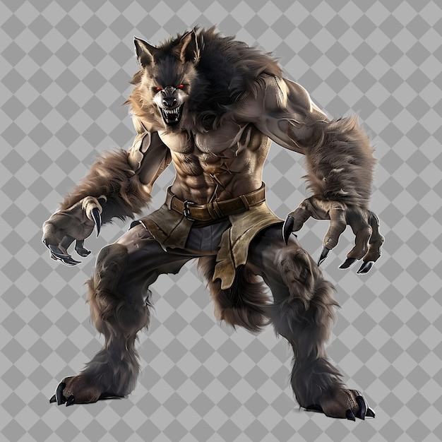 Male Werewolf the Howling Style Creature With Half Human Hal Isolated 3D Character Illustration