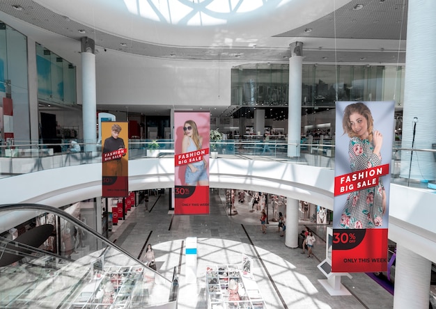 Mall advertising billboard mock-ups panoramic view