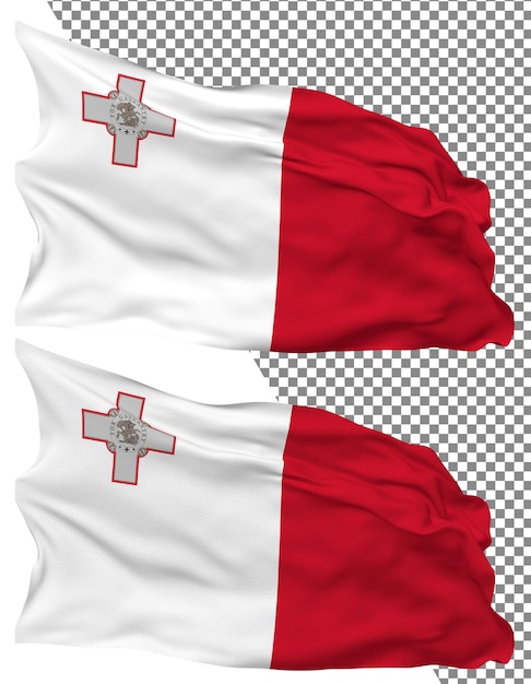 Malta flag wave isolated plain bump texture transparent background 3d rendering