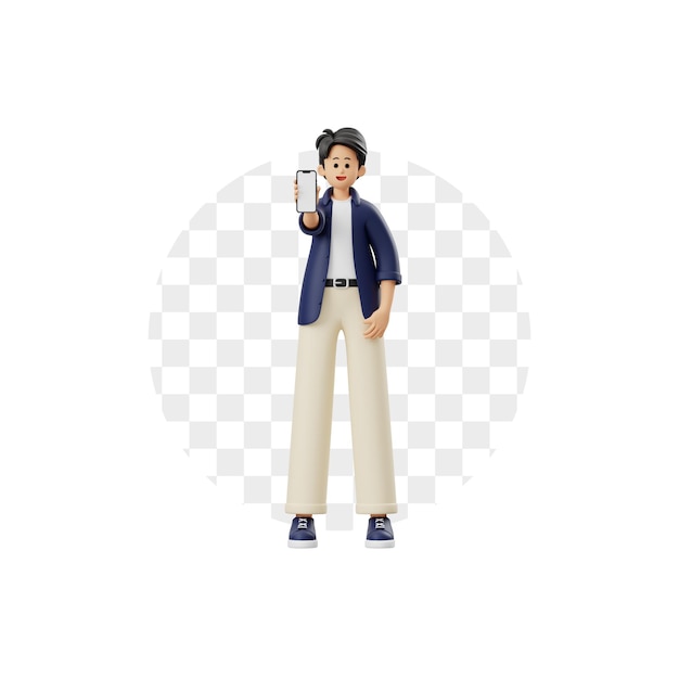 Man Advertising Mobile Phone Product 3D Character