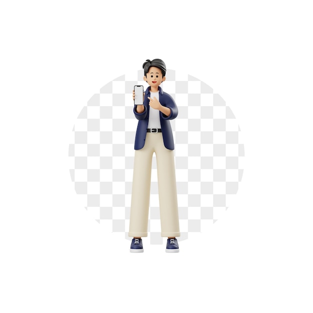 Man Advertising Mobile Phone Product 3D Character