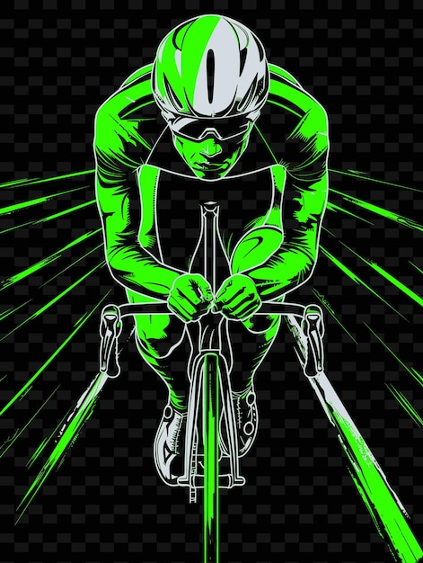 a man on a bike with a green background