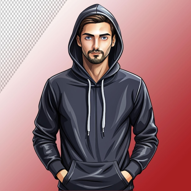 PSD man in black hoodie on transparent background