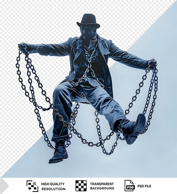 PSD man in chains isolated on transparent background