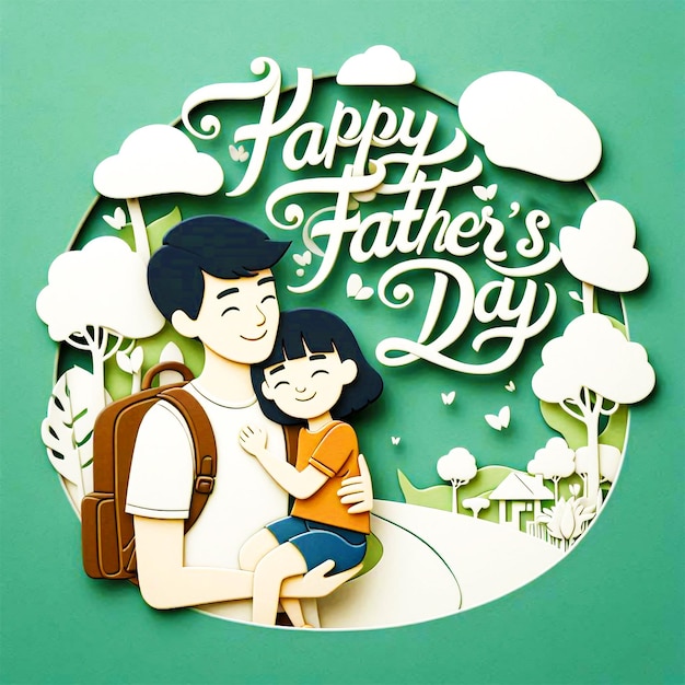 a man and a child are sitting on a green background with the words happy fathers day